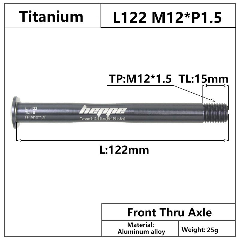 HEPPE MTB Road Bike Titanium Thru Axle Ultra Light Bike Axle 12x142 12x148 Rear Hub Thru Axle Bike Fork 12x100 12x110 Shaft
