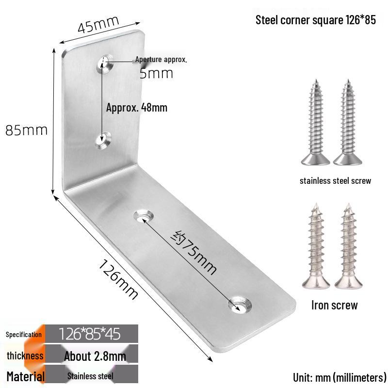 L-Shaped 90-Degree Stainless Steel Angle Bracket for Furniture