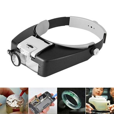 LED Light Magnifying Glasses 1.5x 3x 8.5x 10x Headband Magnifier Lightweight Adjustable Band Watch Repair Supplies