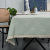 Fringed Table Cover Stains Resistant Polyester Linen Texture Tablecloth Decors For Kitchen Dining Room Decorations