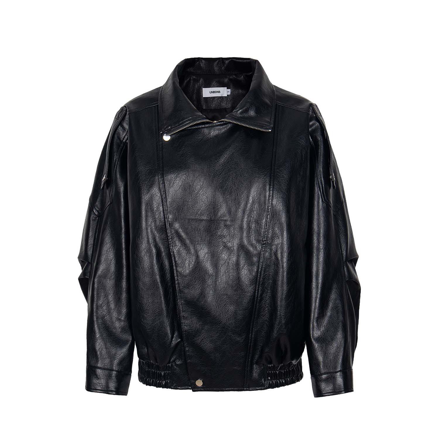 

Женская мотоциклетная куртка UNBDNS из черной кожи - Крутой и дерзкий осенний ретро-стиль S чёрный