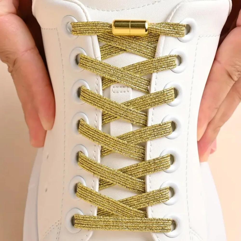 No Tie Elastic Shoelaces Pearl Light Colorful Shoelaces Flat Design Shoelace for Kids Adults Sneakers Shoe Accessories Polyester