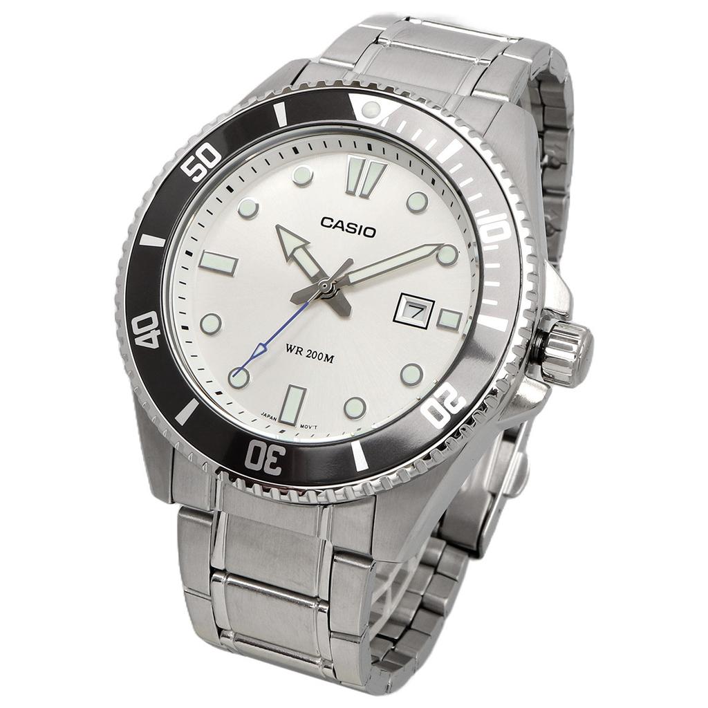 CASIO Standard Analog Sports 20 ATM Water Silver Metal International Watch, Resistant, MDV-107D-7AV, Men's, Band