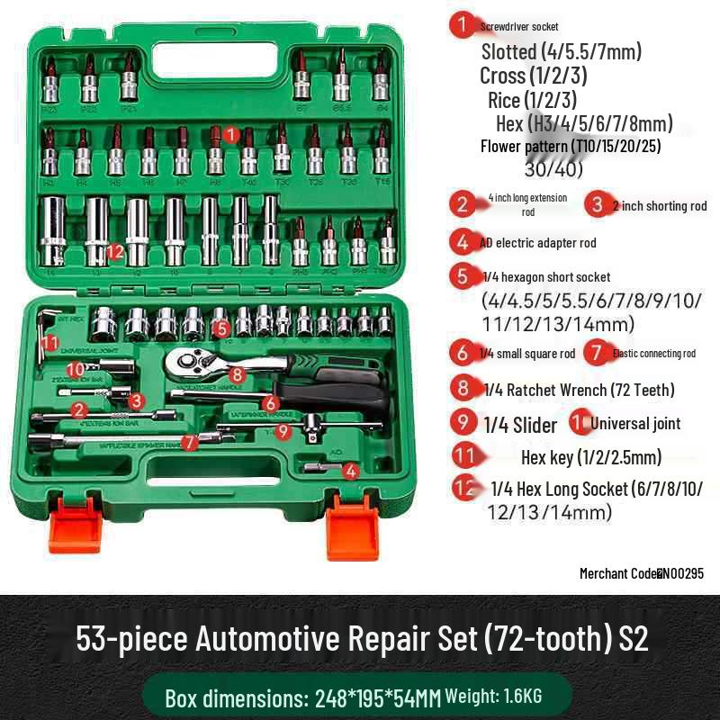 Extended Electric Socket Wrench Set with Large, Medium & Small Hexagonal Air Gun Heads for Auto Repair