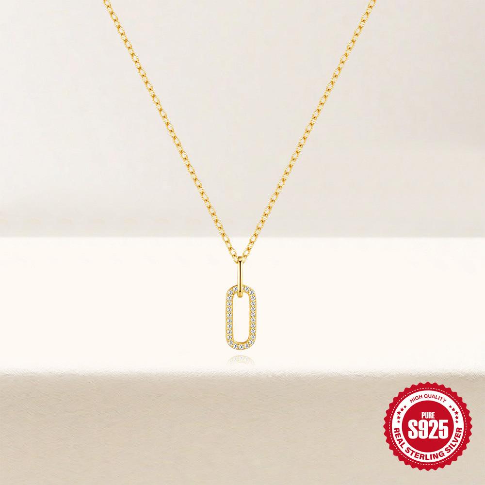 Double Ring Connected Versatile Necklace Clavicle Chain Classic Simple Ring Buckle Atmospheric Necklace