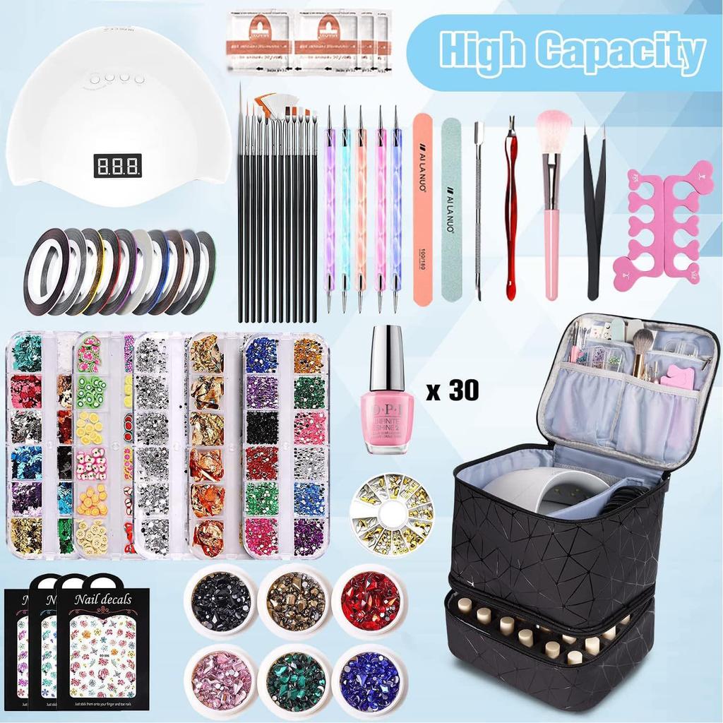 "PU Double-Layer Nail Polish and Essential Oil Storage Bag for 30 Bottles"