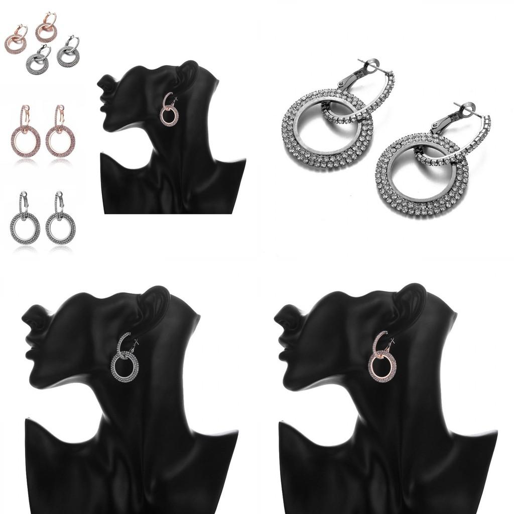 Modern Alloy Geometric Earrings With Rhinestones Ideal For Business Gifts And Promotions