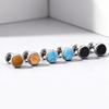 Small Round Natural Stone Stud Earring for Men,Hypoallergenic Stainless Steel Stud Earrings,Hip Hop Fashion Jewelry Gift