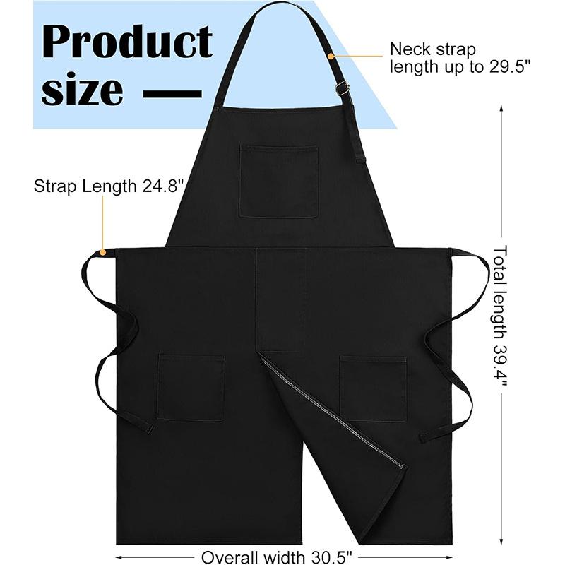 

Canvas Long Split-Leg Apron with Adjustable Neck & Tie Straps for Pottery Painting Restaurant Work, Durable Multi-Purpose Design чёрный