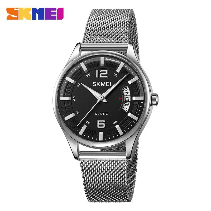 Round Large Dial Men's Watch with Calendar Stainless Steel Men's Watch Waterproof Casual Men's Quartz Watch