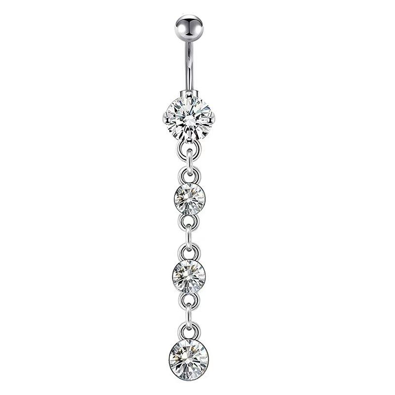 1pc 316L Surgical Steel Dangle CZ Gems Belly Button Ring Cubic Zirconia Drop Pendant Navel Nail Body Piercing Zircon