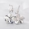 Buyee 925 Sterling Silver Big Clip Earring Elegant Blue Enamel Flower Earring for Woman Girl Wedding Fine Jewelry Earring