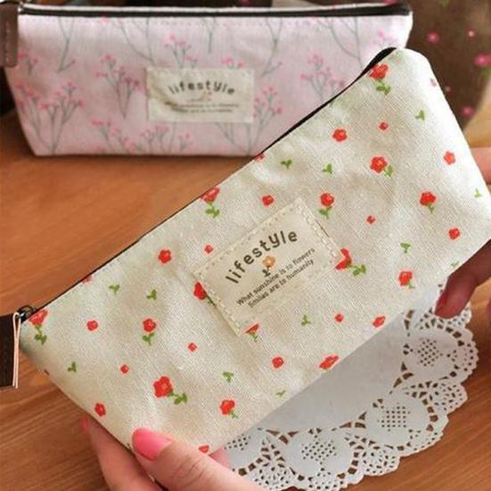 Přenosný barevný květinový vzor na zip Pouzdro na tužku sáček na tužky