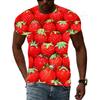 Summer Round Neck 3D Fun Fruit Pattern Print Top Fashionable Casual Short Sleeved Men's T-shirts
