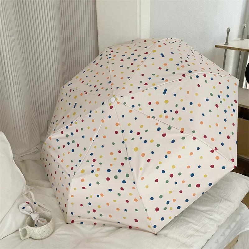 Regenschirm Farbiger automatischer Regenschirm aus gepunktetem Vinyl mit UV-Schutz Schöner Regenschirm für Frauen im Regen- und Sonnenscheinstil