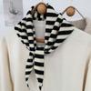 Solid Color Knitted Triangle Scarf Striped False Collar Neck Cover Cross Scarves  Girl