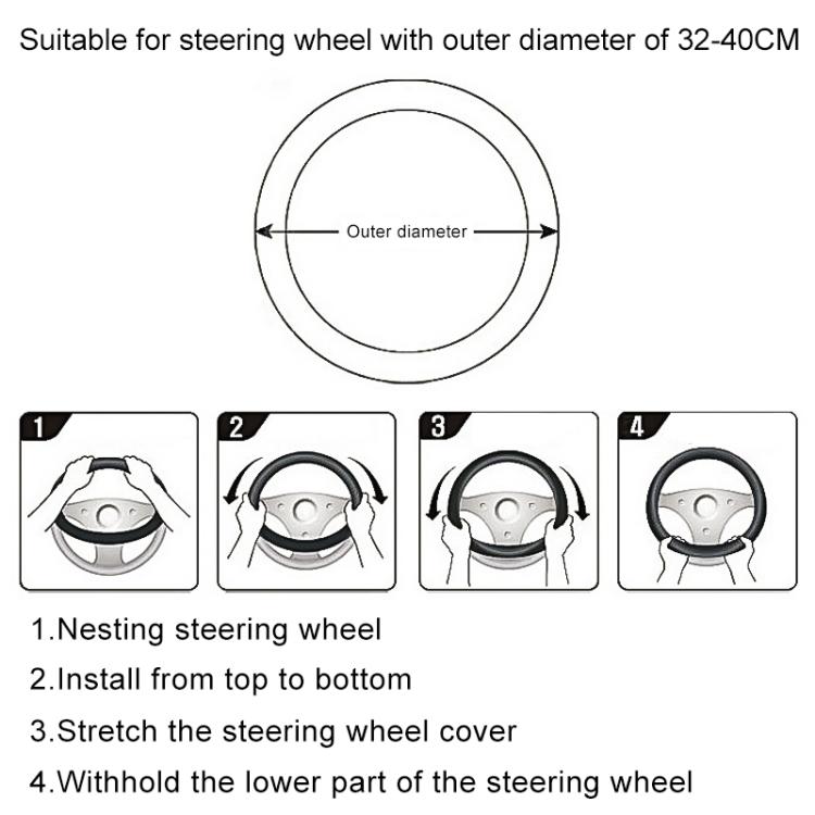 Crocodile Texture Universal Rubber Car Steering Wheel Cover For 34-48cm Wheel