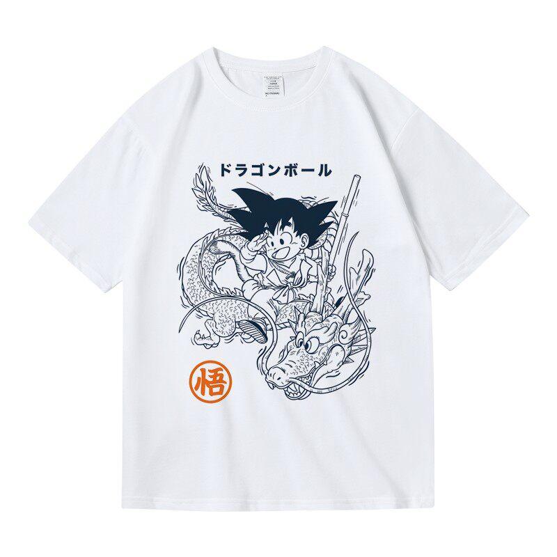 

Минималистичная винтажная футболка Dragon Ball Goku Shenron с кандзи, графическая футболка в стиле line art, с круглым вырезом, 100% хлопок, уличная мода, топы S