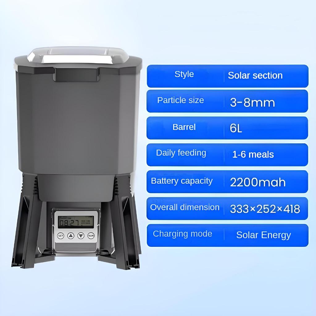 6L/12L Adjustable Timer Food Dispenser Pond Aquarium Outdoor Intelligent Feeding Machine Solar Energy Automatic Fish Feeder
