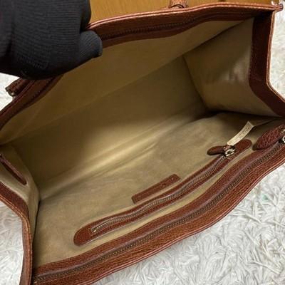 POLO RALPH LAUREN All-Leather Brown Tote Bag Charm Pony Embossed Authentic