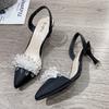 Fashion Women Slingback High Heels Summer Luxury Sandals Women Designers Elegant Pointed Toe High-heeled Sandals Transparent Party Shoes