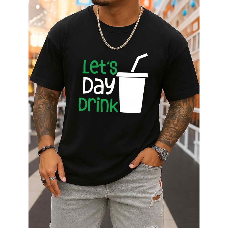 

Мужская футболка Let s Day Drink Европейский размер - Ограниченная серия, Черная, с коротким рукавом, с круглым вырезом, Дышащая, с тематическим принтом, Подходит для повседневной носки S чёрный