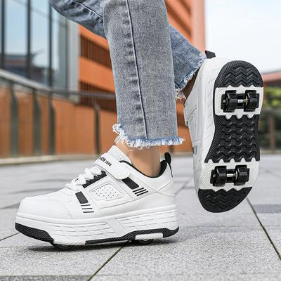 Scarpe da Ginnastica con Rotelle per Bambini Scarpe da Pattinaggio a Quattro Ruote Lacci Colorati Calzature per Gioco all'Aperto Allenamento Misure da 29 a 40 Comode per Tutti i Giorni