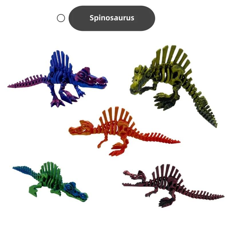 Set de 5 dinosaurios impresos en 3D con articulaciones móviles, incluyendo Ankilosaurio, Sauron y Espinosaurio, pieza de exhibición para el hogar y la decoración