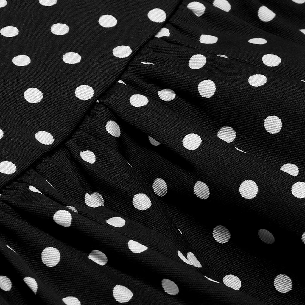 Fashion Summer Waist Polka Dot Dress Sweet Square Neck  Girls Women's Clothing