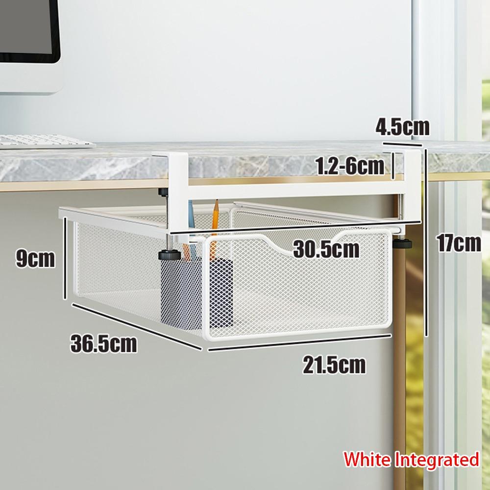 Carbon Steel Under-table Storage Rack Smooth Slide/Pull-out Breathable Pull-out Cabinet Mesh Drawer Large Load Bearing