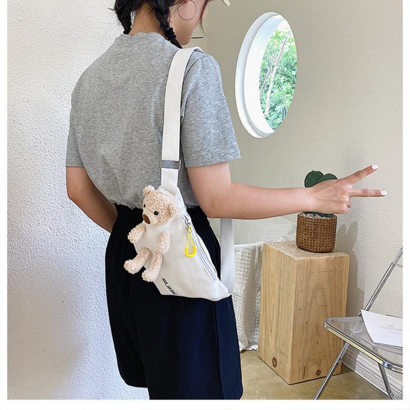 20255 Printed Letter Cute Bear Crossbody Bag