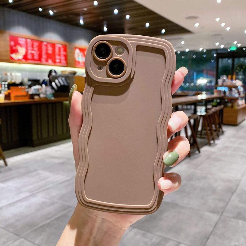 Luxusní matný nárazuvzdorný silikonový kryt s vlnitými liniemi pro iPhone 15 14 13 12 11 Pro Max X Xs XR Max 7 8 Plus matný nárazuvzdorný měkký silikonový kryt s motivem cukrovinek