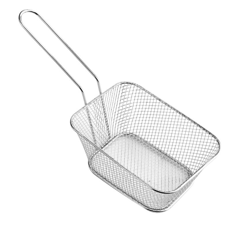 

Корзина для жарки из нержавеющей стали Многофункциональная мини-корзина для жарки картофеля фри Креативная квадратная корзина для жарки с отделением для масла серебряный