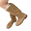Maillard Retro Suede Western Cowboy Boots Women's 2025 New Spring and Autumn Tall Boots Thick Heel Pleated Pile Boots