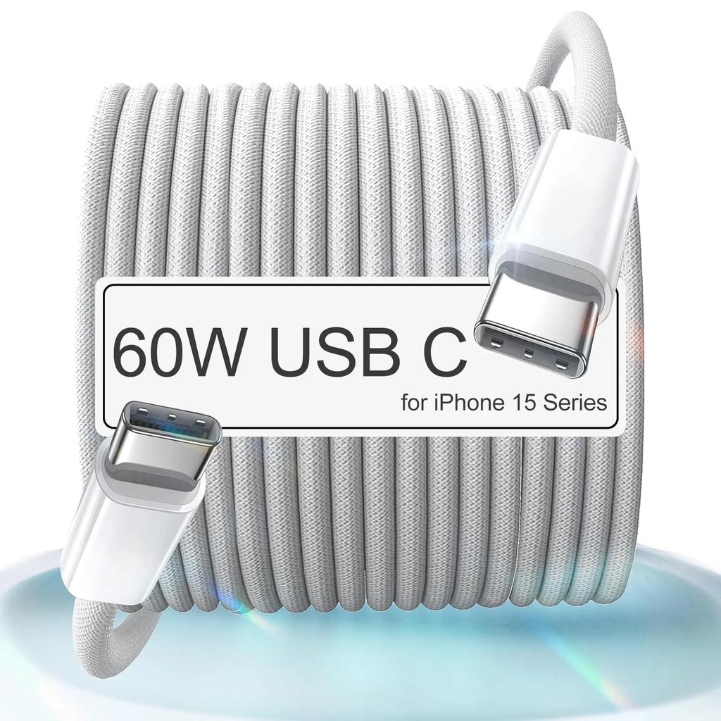 PD 60W Dual USB Type C Data Cable For iPhone 15 Pro Max 15 Plus Phone Fast Charging Nylon Braided Cable For Samsung Xiaomi OPPO