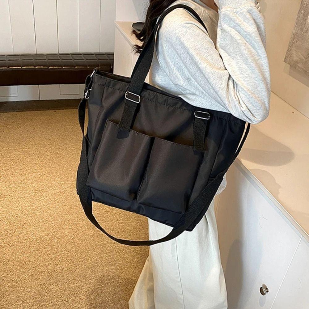 Korean One-Shoulder School Bag Large-Capacity Canvas Basket Japanese Crossbody Bag  Harajuku Style