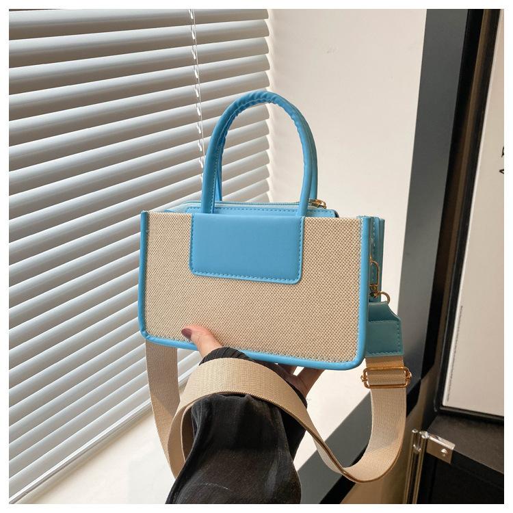Vintage Multicolor Canvas Faux Leather Tote Bag For Women Commuter Shoulder Crossbody Bag With Detachable Strap For Office