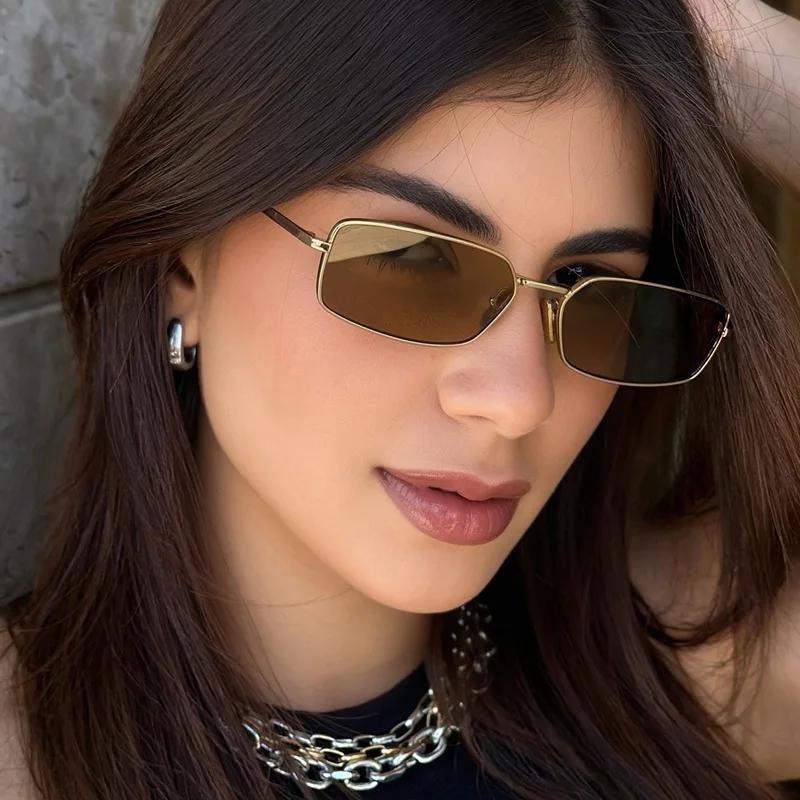 JYL Small Rectangle Sunglasses Unisex Vintage Metal Driving Luxury / 9550