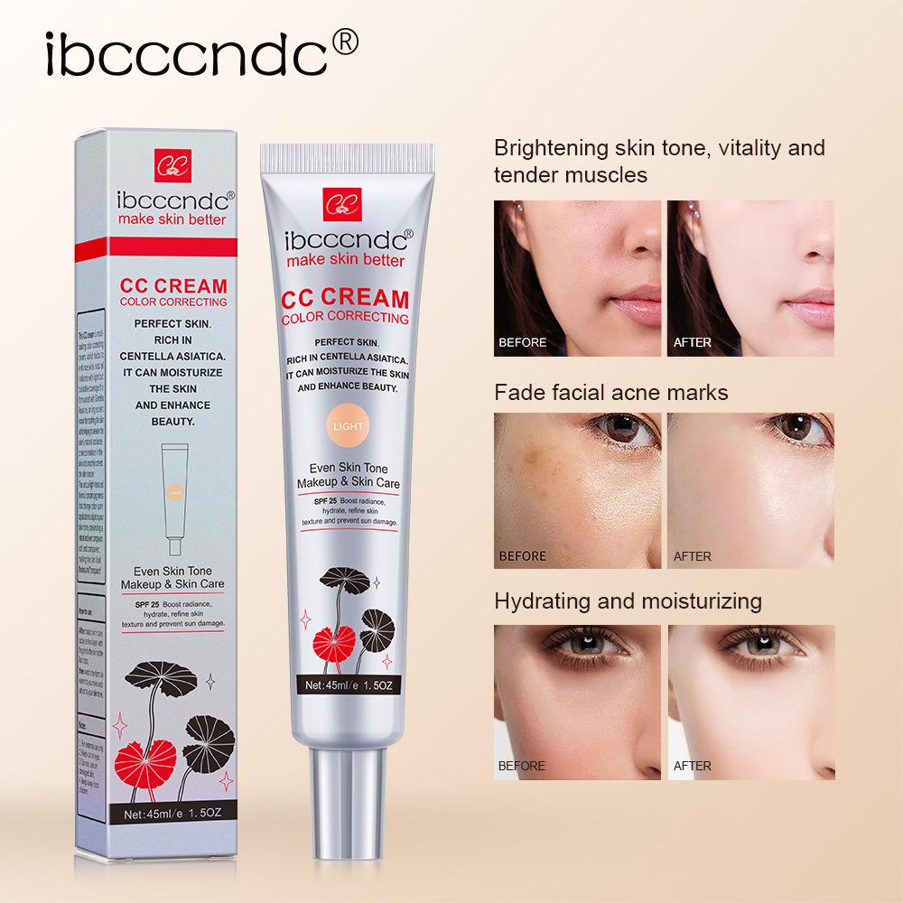 Centella Asiatica Color-Changing CC Cream: Long-Lasting, Transfer-Proof, Moisturizing, Hydrating Pre-Makeup Concealer.