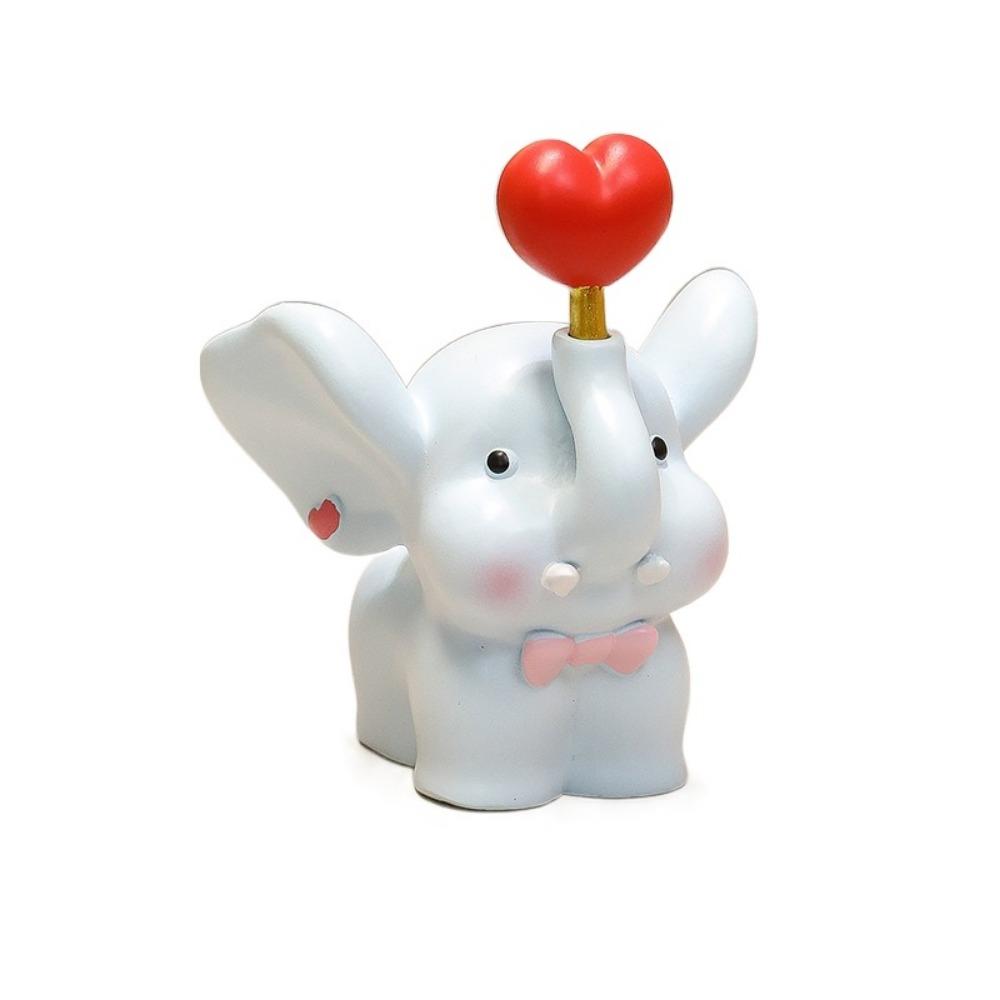 Cartoon Heart Elephant Figurines Hand-Painted Resin Elephant Ornament Housewarming Gift Style 4