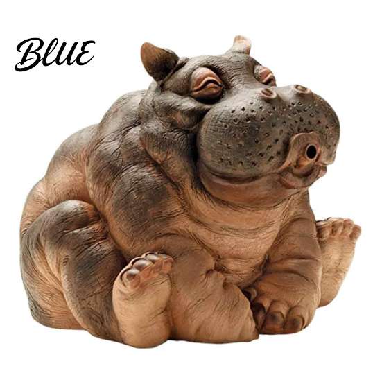 Outdoor Hippo Statue Water Spitting Hippopotamus Figurine Realistic Resin Statue Animal Spraying Decor Fountain Sculpture for Garden Pond