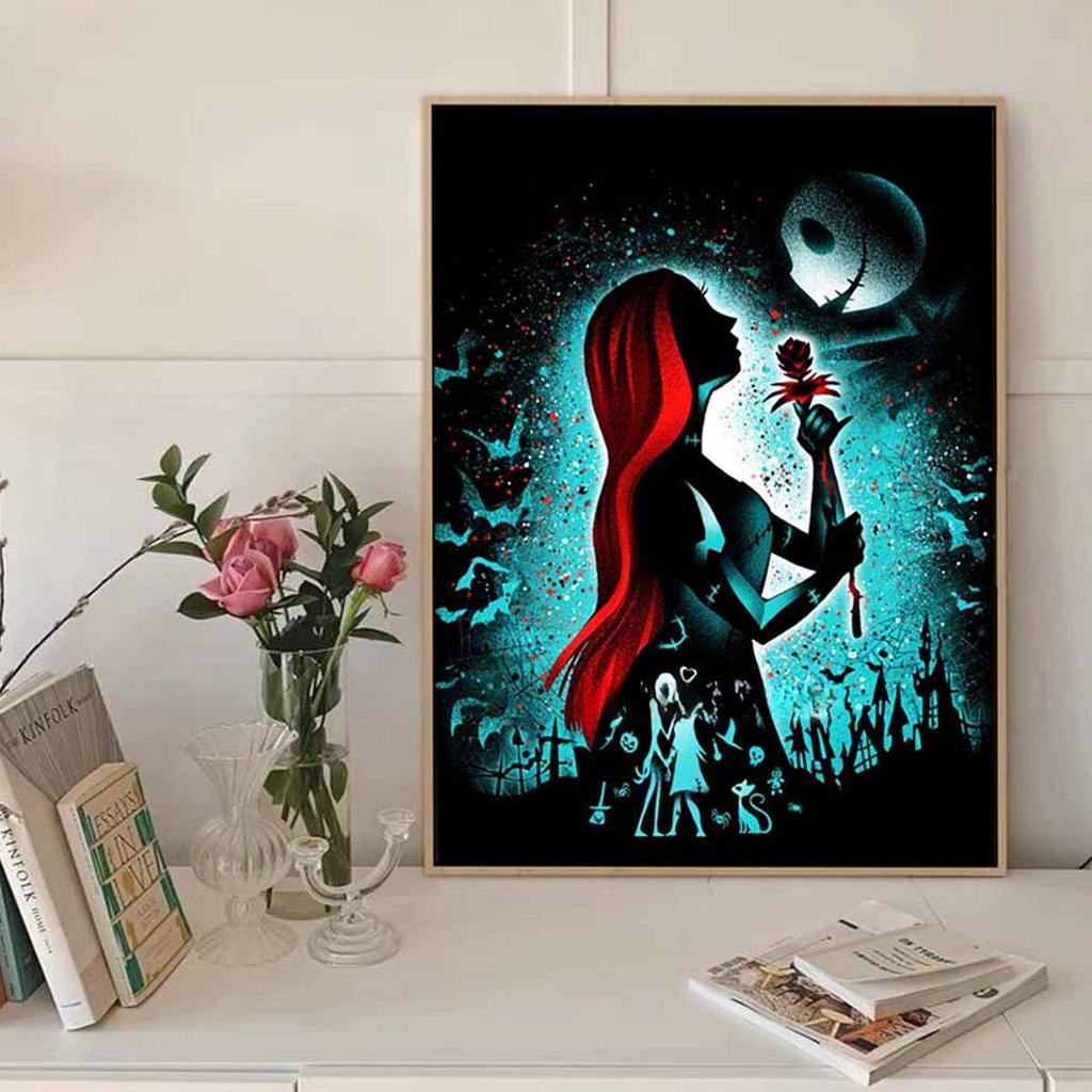 Full Round Diamond Painting Red-haired Skeleton Art Rhinestone Picture Mosaic DIY 5D Cross Stitch Embroidery Home Decoration