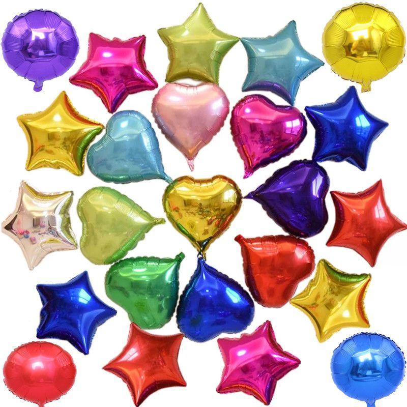 Colour Solid 18" Foil Balloons Heart Star Round Shape For Wedding Birthday Party