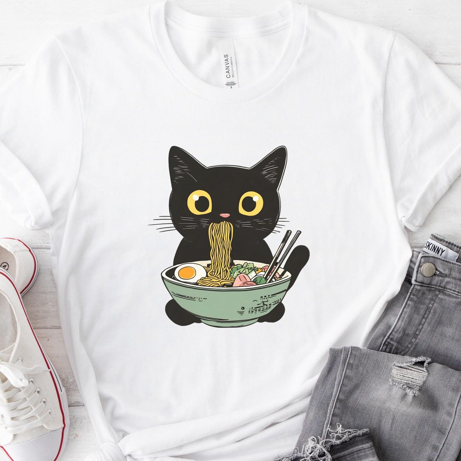 Ramen Cat T-Shirt: Kawaii Japanese Noodle Tee 3XL