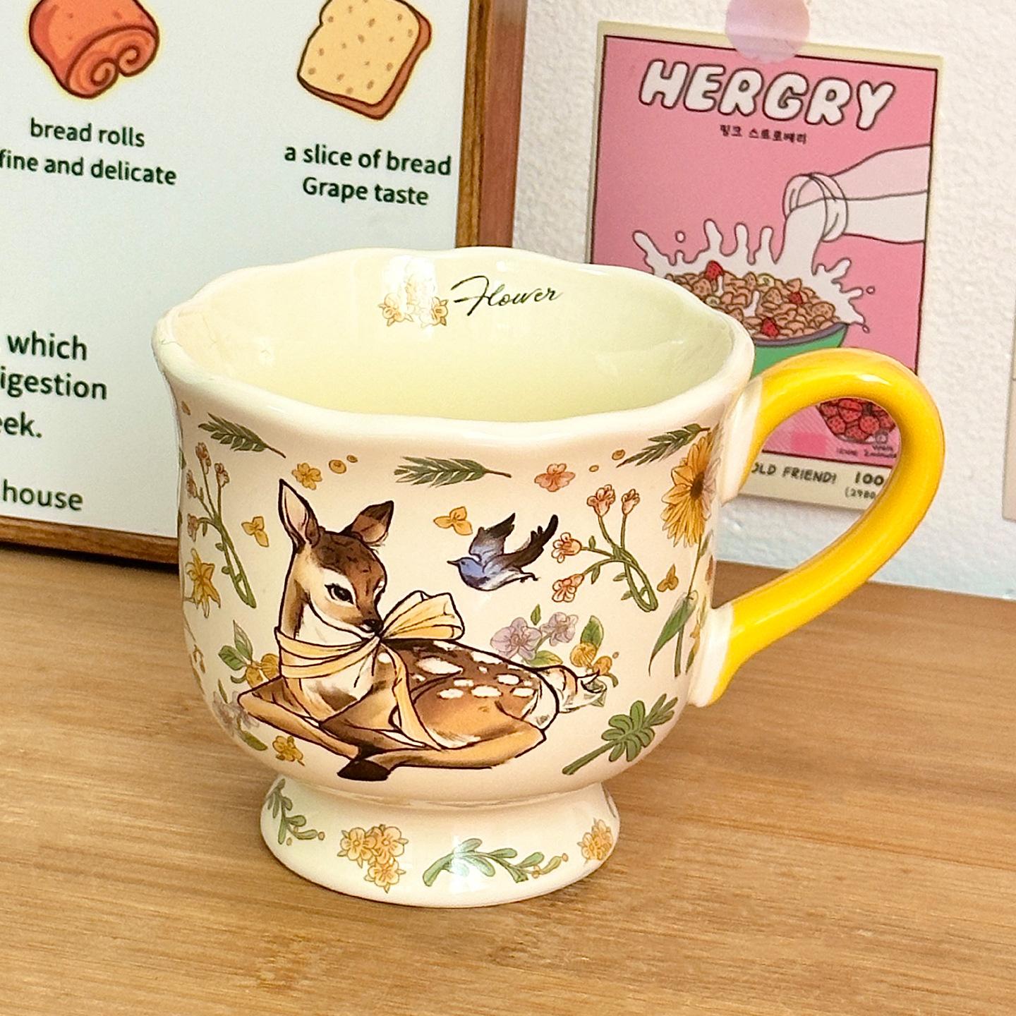 

Cute Ceramic Goblet Couple Water Cup Household Souvenir Cup Office Coffee Cup High Value Brewing Cup 301-400ml