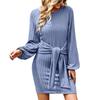 Women O-Neck  Long Sleeve Knit Stretchable Elasticity Slim Sweater Bodycons  Sweater Dress