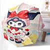 Hausmädchen Kuromi Automatischer Faltregenschirm - 3-fach faltbar, Lebhaftes Cartoon-Muster, Geeignet für Outdoor-Aktivitäten, Ein Geschenk für Fans zu jeder Jahreszeit.Y063