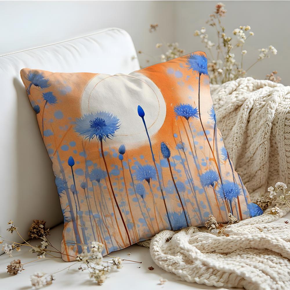 Cushion Cover  Linen  SkinFriendly Soft Decorative Case for Sofa Home Decor Cornflower Pillow Cover