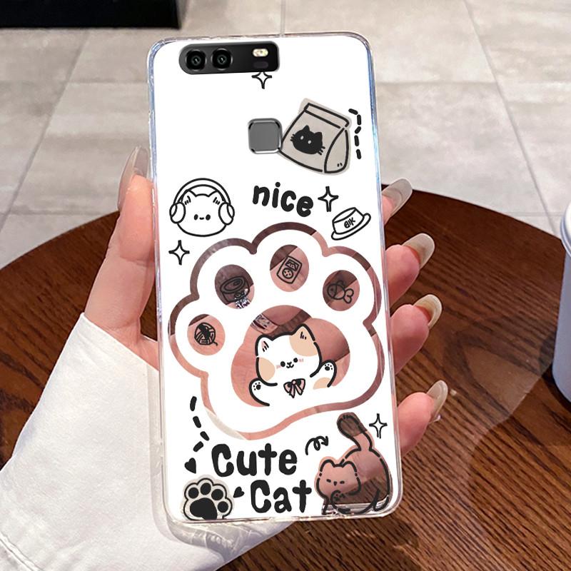 Jelly Casing For Huawei P9 / P9 Plus / P10 / P10 PLUS Funda Clear Silicone Soft TPU Back Cover Cute Cat Rabbit Protective Case