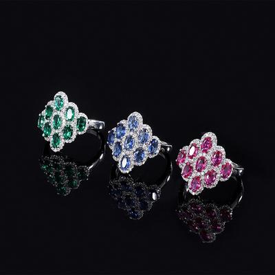 Jewelry Gradual Change Color Geometric Simulation Color Treasure Creative Women'S Diamond Ring Opening Adjustable